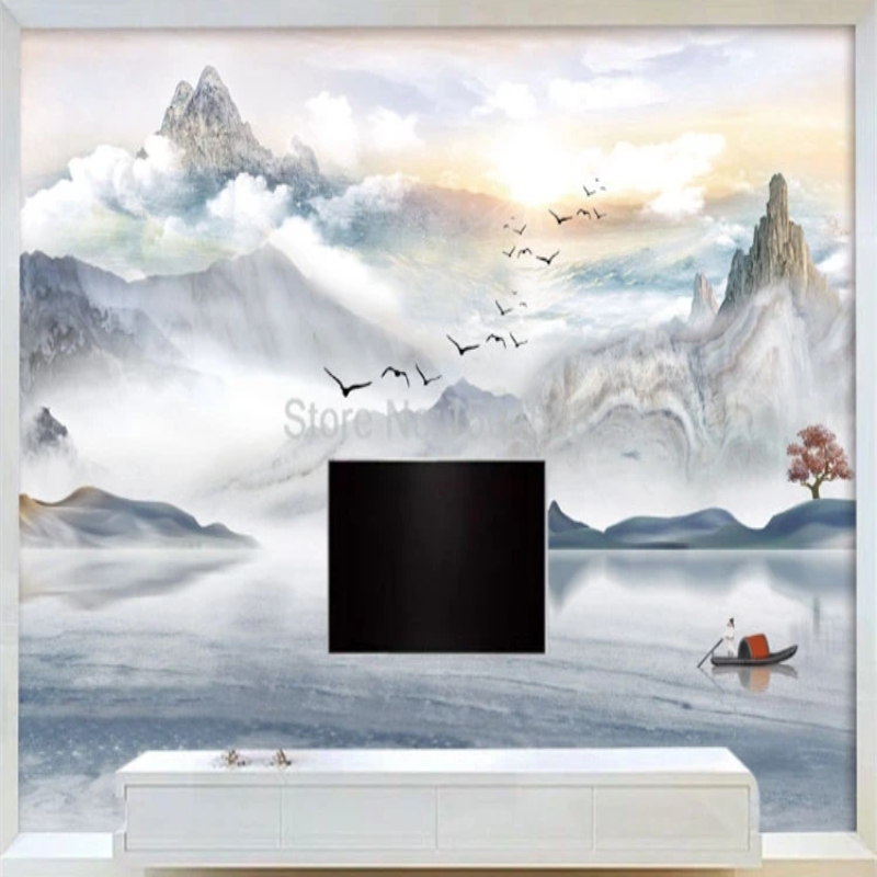 3D Wallpaper Mountain Souring Birds SKU# WAL0531